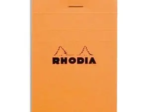 BLOC BUREAU RHODIA A6 PAPIER VÉLIN SURFIN COUVERTURE ENDUITE ENVELOPPANTE 105X148MM 80F DÉTACHABLES 80G 5X5MM ORANGE