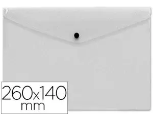 POCHETTE ENVELOPPE LIDERPAPEL POLYPROPYLÈNE 180 MICRONS 260X140MM 50F FERMETURE BOUTON RÉSISTANT TRANSPARENT