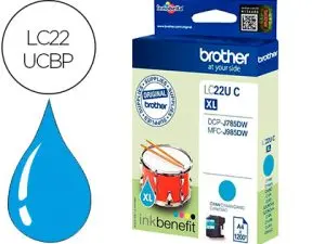 CARTOUCHE BROTHER JET D'ENCRE LC22UCBP COULEUR CYAN 1.200P