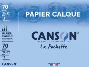 PAPIER CALQUE CANSON CRAYON ENCRE DESSIN INDUSTRIEL 70/75G A4+ 320X240MM POCHETTE 12F