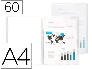 PROTÈGE-DOCUMENTS LIDERPAPEL POLYPROPYLÈNE COUVERTURE FLEXIBLE 60 POCHETTES FIXES A4 210X297MM TRANSPARENT