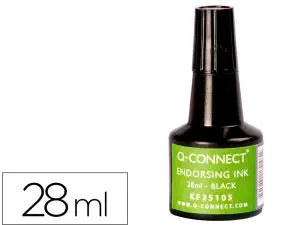 ENCRE À TAMPONS Q-CONNECT POUR FEUTRE OU MOUSSE COLORIS NOIR FLACON 28ML