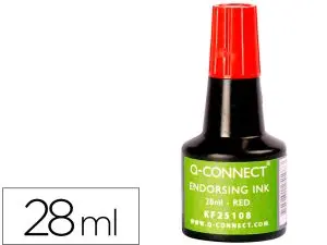 ENCRE À TAMPONS Q-CONNECT POUR FEUTRE OU MOUSSE COLORIS ROUGE FLACON 28ML