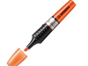 SURLIGNEUR STABILO LUMINATOR DESIGN FUTURISTE FORME FUSELÉE CORPS TRANSPARENT LONGUE DURÉE COULEUR ORANGE