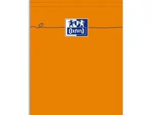 BLOC BUREAU OXFORD A7 PAPIER VÉLIN SURFIN AGRAFÉ EN TÊTE COUVERTURE ENVELOPPANTE 74X105MM 80F 80G 5X5 COLORIS ORANGE