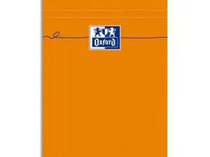 BLOC BUREAU OXFORD A6+ PAPIER VÉLIN SURFIN AGRAFÉ EN TÊTE COUVERTURE ENVELOPPANTE 110X170MM 80F 80G 5X5MM ORANGE