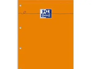 BLOC BUREAU OXFORD PAPIER A4+ VÉLIN SURFIN AGRAFÉ EN TÊTE COUVETURE ENVELOPPANTE 210X320MM 80F 80G LIGNÉ 6MM ORANGE