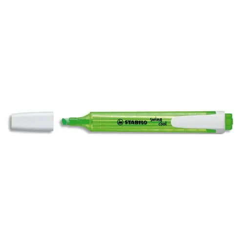 SURLIGNEUR STABILO SWING COOL MODÈLE DE POCHE AVEC AGRAFE TRACÉ 1/3MM ENCRE LIQUIDE PIGMENTÉE VISIBLE COLORIS VERT