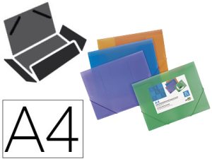 CHEMISE LIDERPAPEL POLYPROPYLÈNE DOS FLEXIBLE A4 210X297MM 4/10E RABATS FERMETURE ÉLASTIQUE COLORIS ASSORTIS