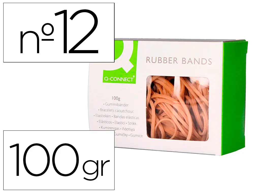 BRACELET CAOUTCHOUC Q-CONNECT N.12 120X2MM BOÎTE FENÊTRE 100G