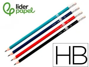 CRAYON GRAPHITE LIDERPAPEL BOIS CORPS TRIANGULAIRE MÉTALLISÉ COLORIS VIFS MINE ULTRA-RÉSISTANTE BOUT GOMME