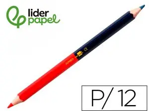 CRAYON GRAPHITE LIDERPAPEL BICOLORE BLEU/ROUGE MINE LARGE ULTRA-RÉSISTANTE BOIS GRANDE QUALITÉ