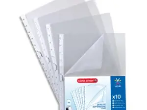 POCHETTE VIQUEL RECHARGE PROTÈGE-DOCUMENTS GÉODE PERSONNALISABLE POLYPROPYLÈNE 80 MICRONS FORMAT A4+ LOT 10 UNITÉS