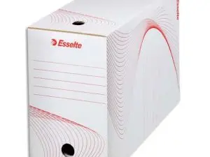 BOÎTE ARCHIVES ESSELTE STANDARD CARTON ONDULÉ RECYCLABLE A4 245X345MM DOS 150MM ASSEMBLAGE MANUEL FACIL COLORIS BLANC