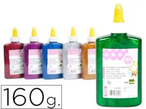 COLLE PAILLETÉE LIDERPAPEL COLORIS ASSORTIS MÉTALLISÉS POT 160G