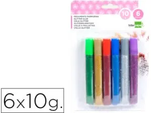 COLLE PAILLETÉE LIDERPAPEL COLORIS ASSORTIS MÉTALLISÉS BLISTER 6 UNITÉS 10G