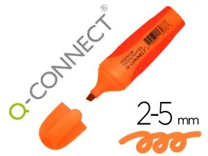 SURLIGNEUR Q-CONNECT PREMIUM POINTE BISEAUTÉE ENCRE BASE EAU CORPS COULEUR ENCRE GRIP CAOUTCHOUC CAPUCHON CLIP ORANGE