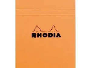BLOC BUREAU RHODIA A6+ PAPIER VÉLIN SURFIN COUVERTURE ENDUITE ENVELOPPANTE 110X170MM 80F DÉTACHABLES 80G 5X5MM ORANGE