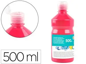 GOUACHE SCOLAIRE LIDERPAPEL LIQUIDE LAVABLE FERMETURE SÉCURITÉ BRILLANTE COLORIS FUSCHSIA FLACON 500ML