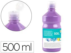 GOUACHE SCOLAIRE LIDERPAPEL LIQUIDE LAVABLE FERMETURE SÉCURITÉ BRILLANTE COLORIS LILAS FLACON 500ML