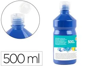 GOUACHE SCOLAIRE LIDERPAPEL LIQUIDE LAVABLE FERMETURE SÉCURITÉ BRILLANTE COLORIS BLEU MARINE FLACON 500ML