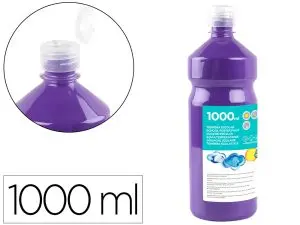 GOUACHE SCOLAIRE LIDERPAPEL LIQUIDE LAVABLE FERMETURE SÉCURITÉ BRILLANTE COLORIS VIOLET FLACON 1000ML