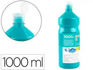 GOUACHE SCOLAIRE LIDERPAPEL LIQUIDE LAVABLE FERMETURE SÉCURITÉ BRILLANTE COLORIS TURQUOISE FLACON 1000ML