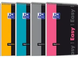 BLOC OXFORD SPIRALE ÉTUDIANT EASY NOTES COUVERTURE POLYPROPYLÈNE A4+ 210X315MM 160 PAGES DÉTACHABLES PERFORÉES 5X5MM