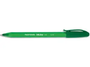 STYLO-BILLE PAPER MATE INKJOY 100 ÉCRITURE MOYENNE 0.7MM ULTRA DOUCE CORPS TRIANGULAIRE RÉSISTE BAVURES COLORIS VERT