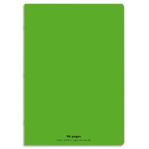 CAHIER PIQUÉ CONQUÉRANT CLASSIQUE COUVERTURE POLYPROPYLÈNE RIGIDE TRANSPARENTE A4+ 24X32CM 96 PAGES 90G SÉYÈS VERT