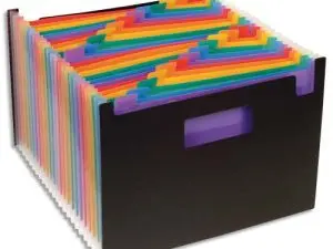TRIEUR VIQUEL SEATCASE RAINBOW CLASS À SOUFFLETS PP 7/100E A4 24 POSITIONS 2 POIGNÉES COLORIS NOIR INTÉRIEUR MULTICOLORE