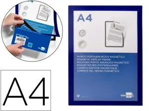 CADRE AFFICHAGE LIDERPAPEL MURAL MAGNETIQUE A4 DOS ADHESIF REPOSITIONNABLE COLORIS BLEU