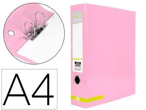 CLASSEUR A LEVIER LIDERPAPEL A4 COLOR SYSTEM DOS DE 80 MM COLORIS ROSE