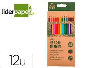 CRAYON COULEUR LIDERPAPEL CERTIFIE FSC MINE             EXTRA-RESISTANTE ECOUSE ETUI  CARTON DE 12 COLORIS ASSORTIS