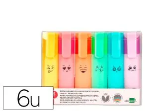 SURLIGNEUR LIDERPAPEL FLUORESCENT POINTE BISEAUTE   ETUI DE 6 UN COLORIS PASTEL   ASSORTIS