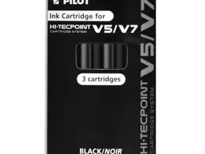 RECHARGE PILOT ROLLER V5 ET V7 NIVEAU ENCRE LIQUIDE VISIBLE ÉCOLOGIQUE RÉGULATEUR DÉBIT COLORIS NOIR SET DE 3 UNITÉS