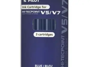 RECHARGE PILOT ROLLER V5 ET V7 NIVEAU ENCRE LIQUIDE VISIBLE ÉCOLOGIQUE RÉGULATEUR DÉBIT COLORIS BLEU SET DE 3 UNITÉS