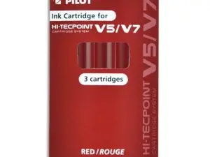 RECHARGE PILOT ROLLER V5 ET V7 NIVEAU ENCRE LIQUIDE VISIBLE ÉCOLOGIQUE RÉGULATEUR DÉBIT COLORIS ROUGE SET DE 3 UNITÉS