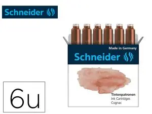 CARTOUCHE ENCRE SCHNEIDER COLORIS COGNAC PASTEL BOITE 6 UNITES