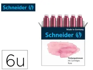 CARTOUCHE ENCRE SCHNEIDER COLORIS ROSE PASTEL BOITE 6   UNITES
