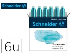 CARTOUCHE ENCRE SCHNEIDER COLORIS BERMUDA BLUE PASTEL   BOITE 6 UNITES
