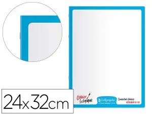 CAHIER MAGIQUE CLAIREFONTAINE 8000 POLYPRO COUVERTURE ARDOISE DOUBLE FACE EFFACABLE PIQUE BLANC 24X32CM 48P SEYES 90G