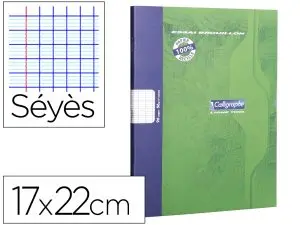 CAHIER PIQUE CLAIREFONTAINE BROUILLON COUVERTURE CARTE OFFSET PAPIER VELIN SURFIN 17X22CM 96P SEYES 56G COLORIS VERT