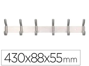 PORTE-MANTEAUX LIDERPAPEL MURAL METAL 6 PATERES         430X88X55MM COLORIS ARGENT