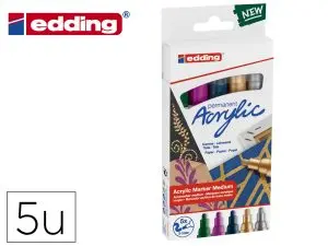 MARQUEUR EDDING PERMANENT ACRYLIC 5100 POINTE OGIVE     2-3MM COLORIS FESTIF ASSORTIS BOITE 5 UNITES