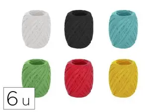 SET FIL RAPHIA INSSPIRO DECORATIONS 4-8MMX30M COLORIS ASSORTIS 6 BOBINES