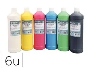 GOUACHE O'COLOR 500ML CONSISTANCE CREMEUSE COLORIS PASTEL ASSORTIS COFFRET CARTON 6 UNITES
