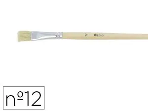 BROSSE PLATE O'COLOR POILS SOIE PORC Nº12 VIROLE ALUMINIUM MANCHE BOIS NATUREL LOT 10 UNITES