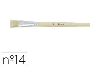 BROSSE PLATE O'COLOR POILS SOIE PORC Nº14 VIROLE ALUMINIUM MANCHE BOIS NATUREL LOT 10 UNITES