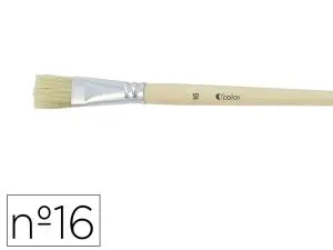 BROSSE PLATE O'COLOR POILS SOIE PORC Nº16 VIROLE ALUMINIUM MANCHE BOIS NATUREL LOT 10 UNITES